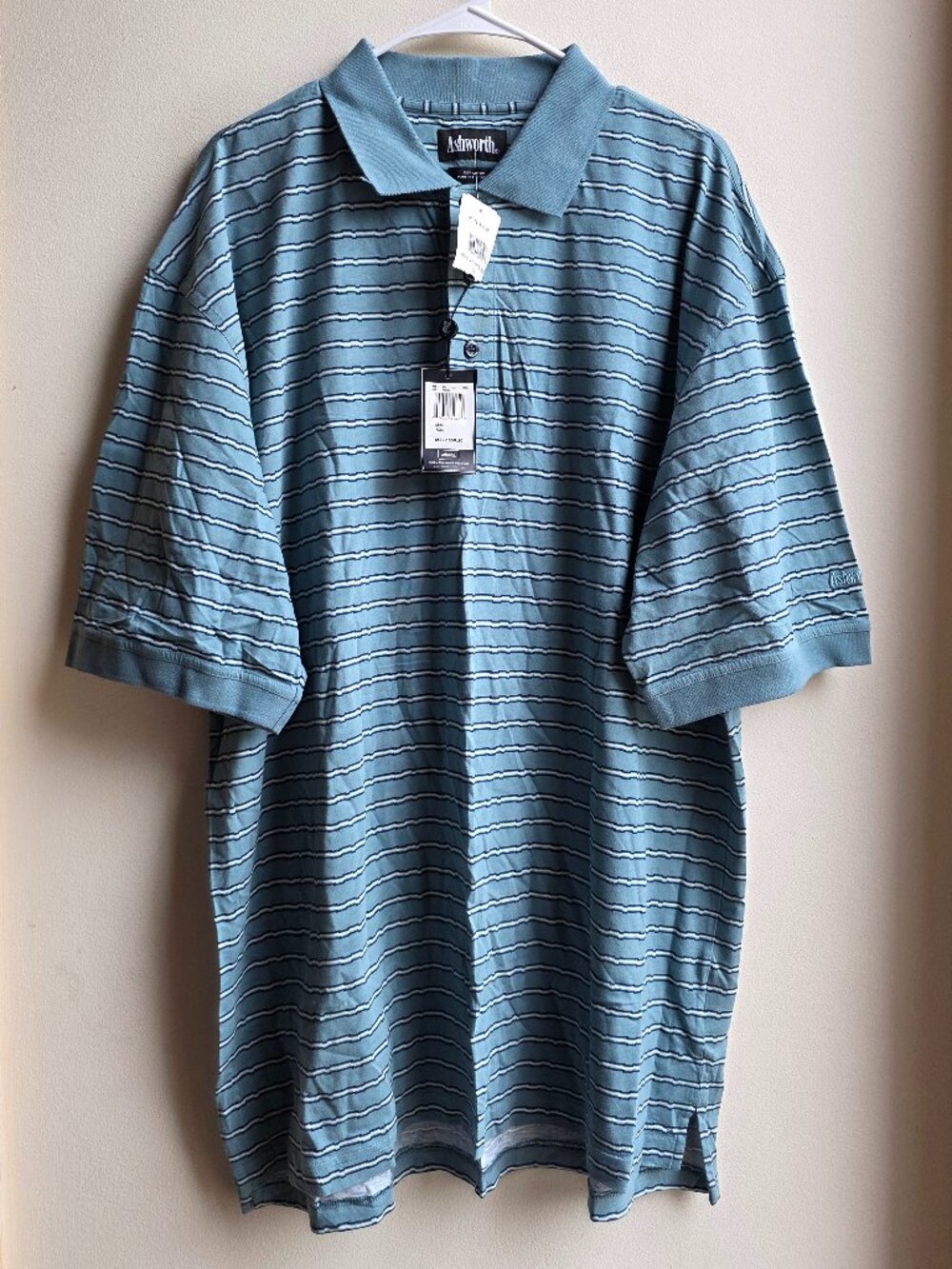 NWT Ashworth Blue Striped Golf Polo Shirt Big & Tall Size XXL